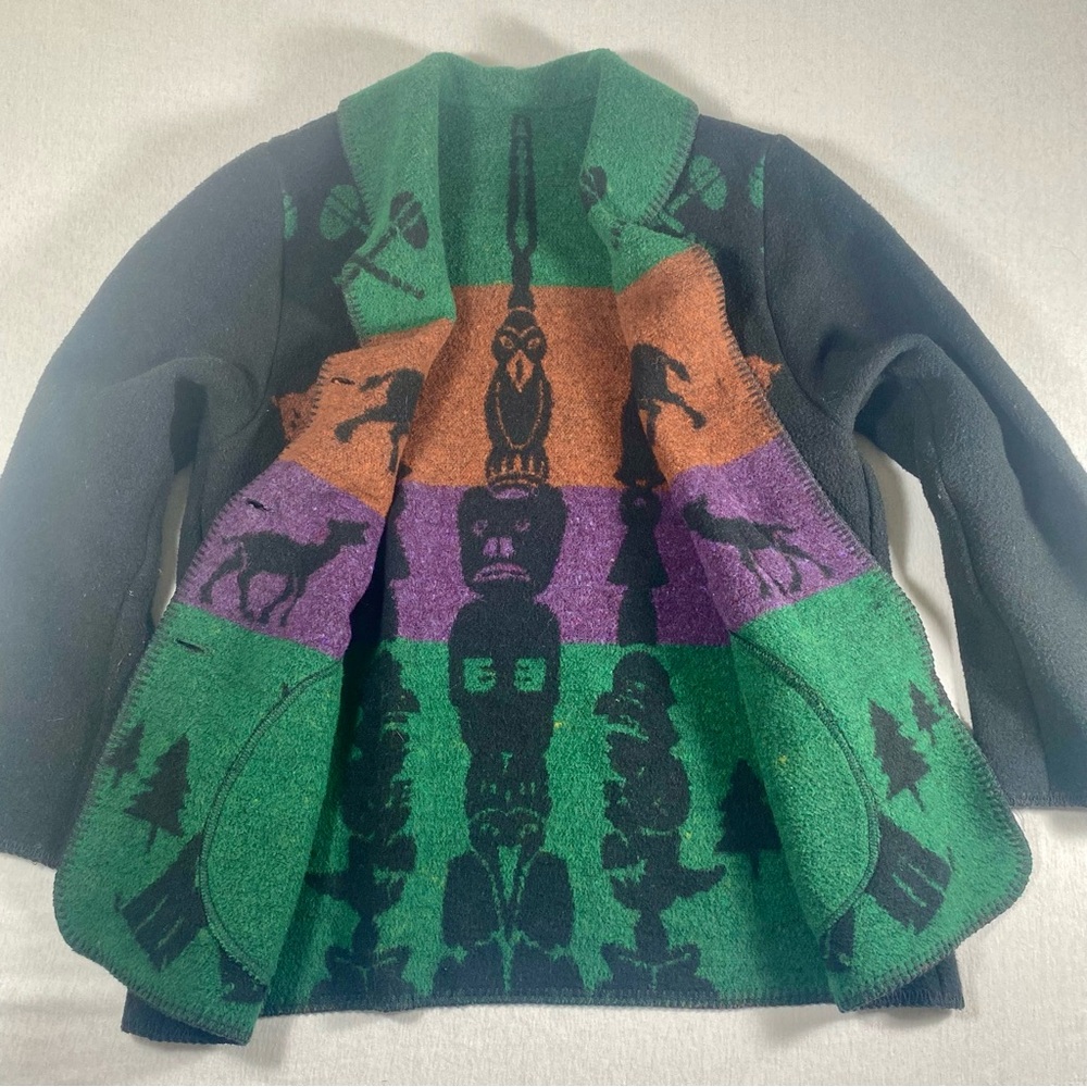 Vintage Wooded River Western Wool Blend Buffalo Totem Jacket M - Picture 8 of 15